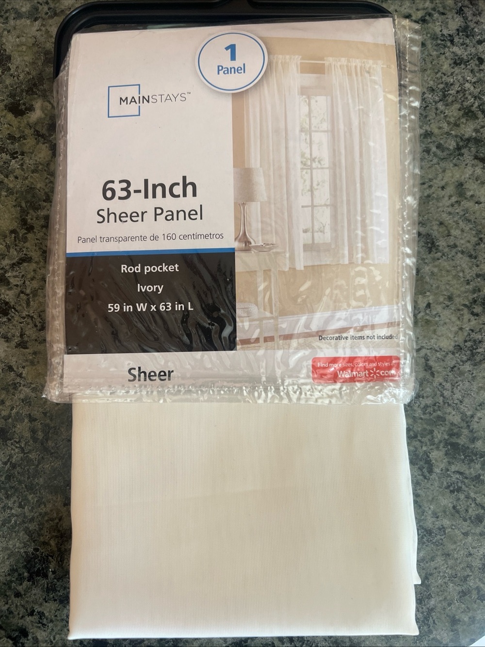 Mainstays 63-Inch Sheer Panel Curtains - White (3 Pack)